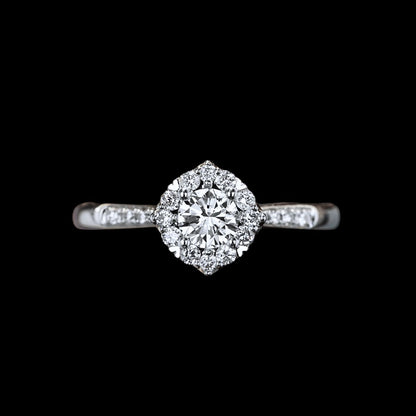 FIICCI Halo Diamond Engagement Ring 0.3ct Round In 18K White Gold