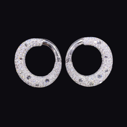 FIICCI Natural Diamond Hoop Earrings In 18K White Gold