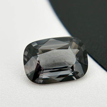 Side View of 2.35 Carat Metallic Gray Spinel Cushion Cut