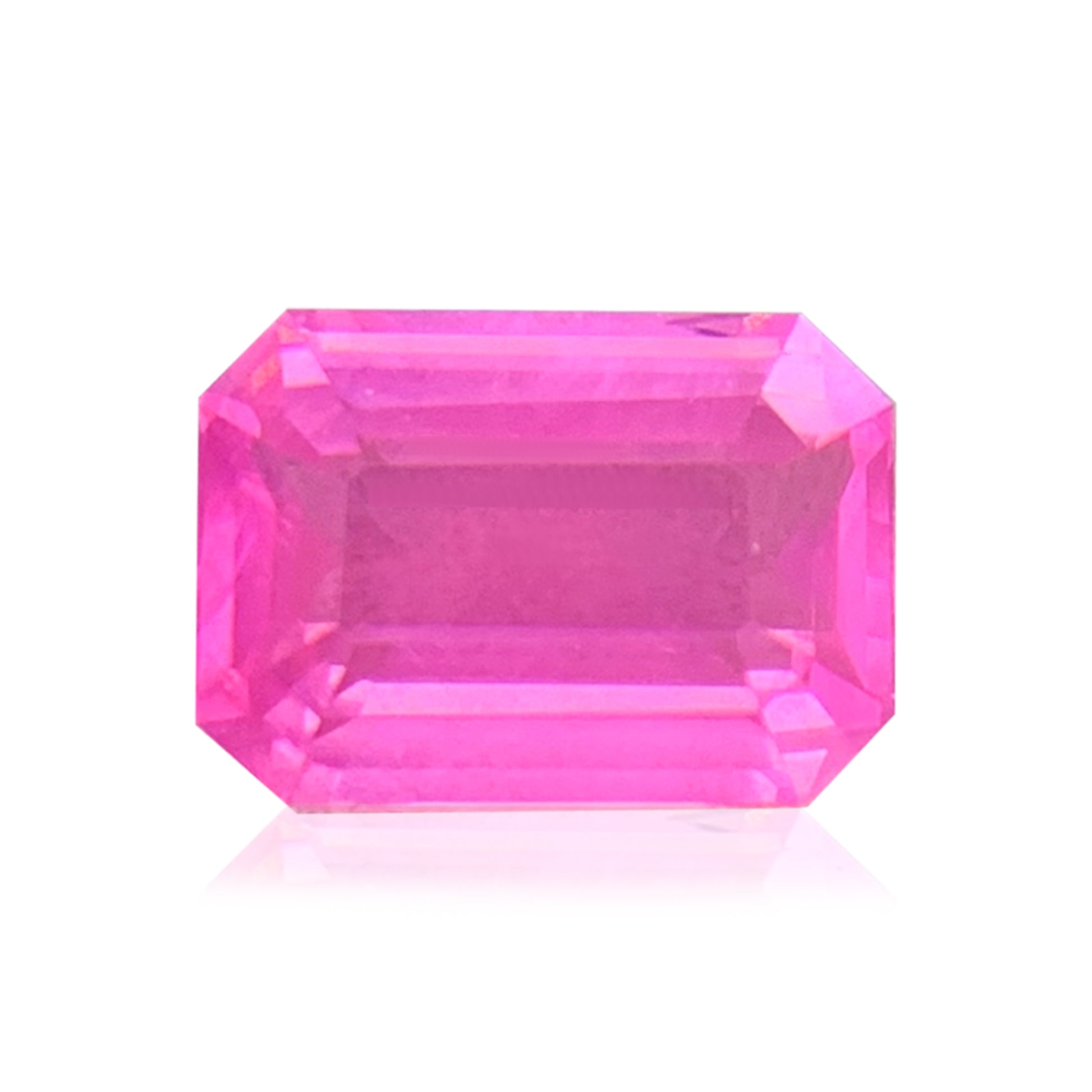 2.55 Carat Natural Mahenge Spinel Vivid Pink Emerald Cut Loose Gemstone
