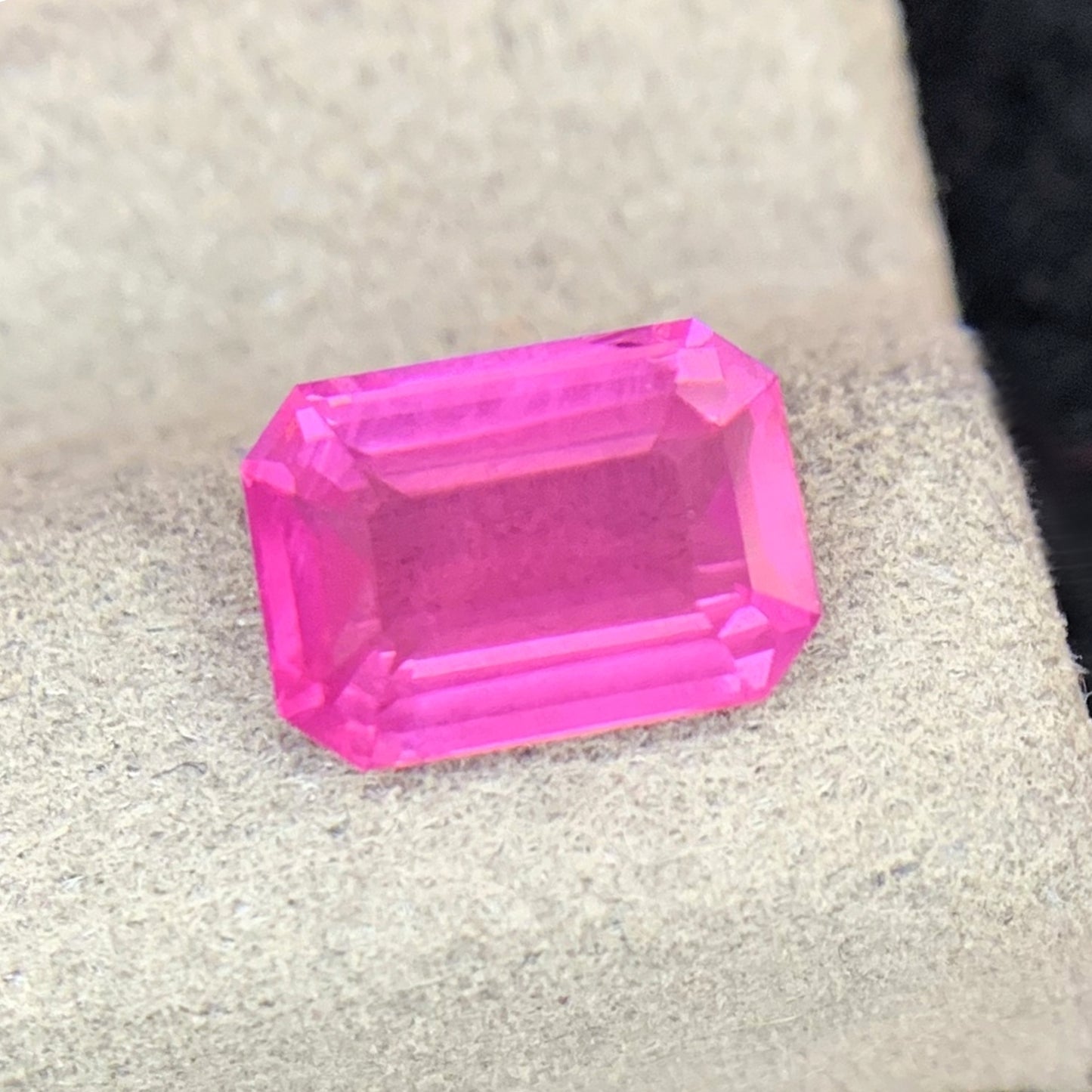 Side View of 2.55 Carat Mahenge Spinel Emerald Cut Natural Gemstone