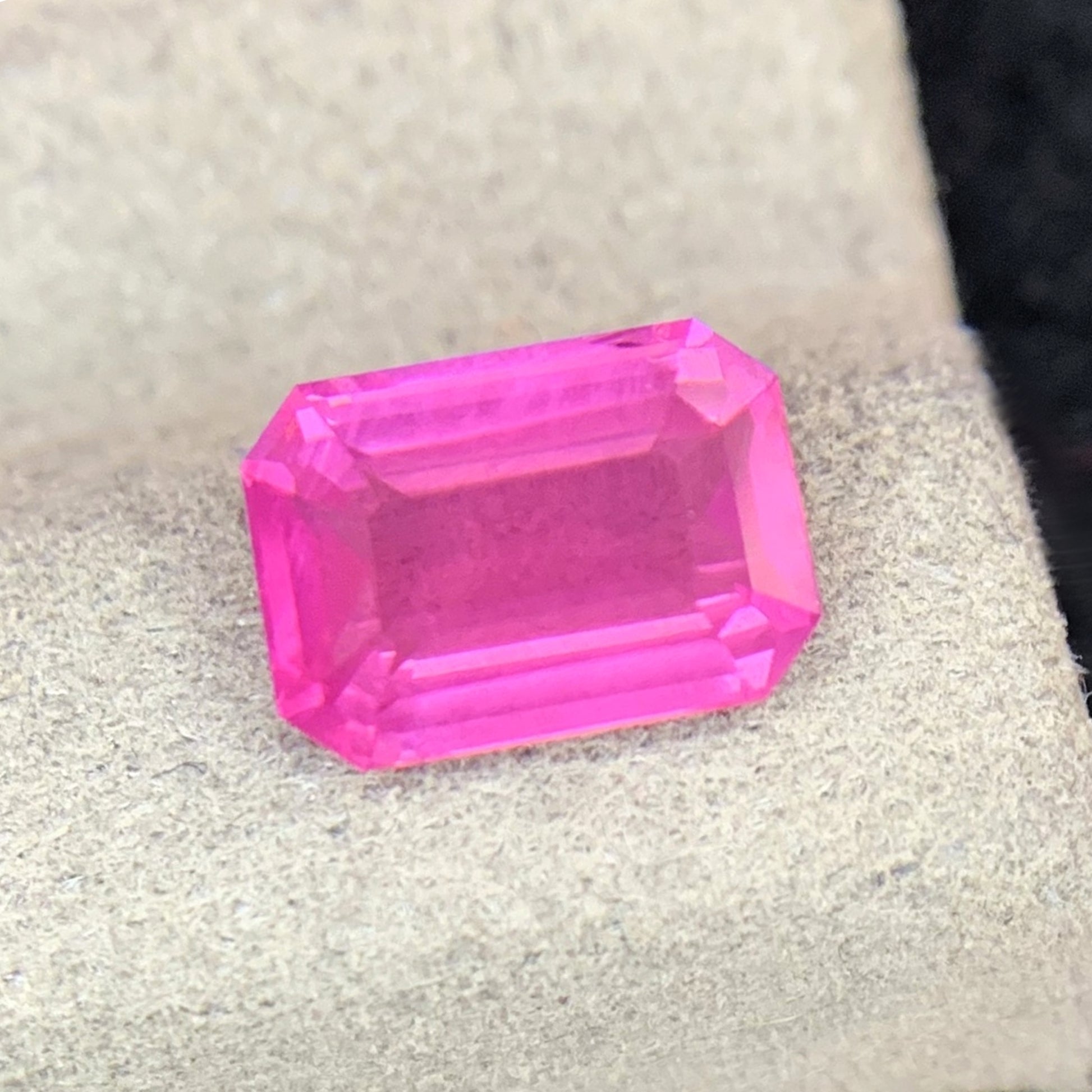 Side View of 2.55 Carat Mahenge Spinel Emerald Cut Natural Gemstone
