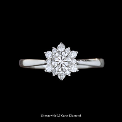 FIICCI Sun Flower Halo Diamond 18K White Gold Engagement Ring