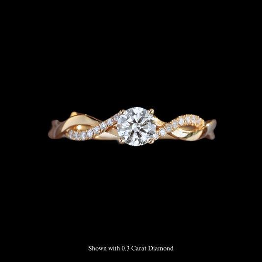 FIICCI Luxe Twisted Band Diamond 18K Rose Gold Engagement Ring