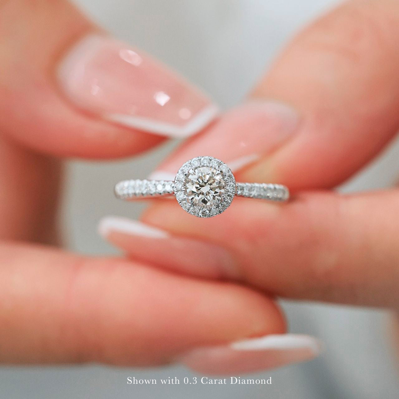 FIICCI Petite Promise Halo Diamond Engagement Ring