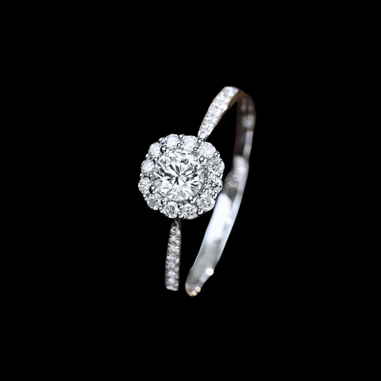 FIICCI 0.3ct Round Diamond Engagement Ring In 18K White Gold