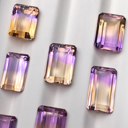 Natural Ametrine Gem  - Emerald Cut - Bicolor Color - 10 carats - 10 x 14mm