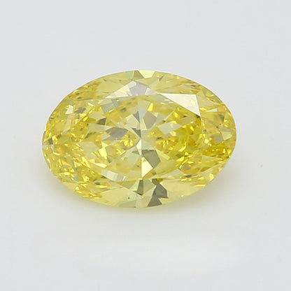 GIA Certified 2.0 Carat Enhanced Color Diamond - Fancy Vivid Yellow - Oval Shape