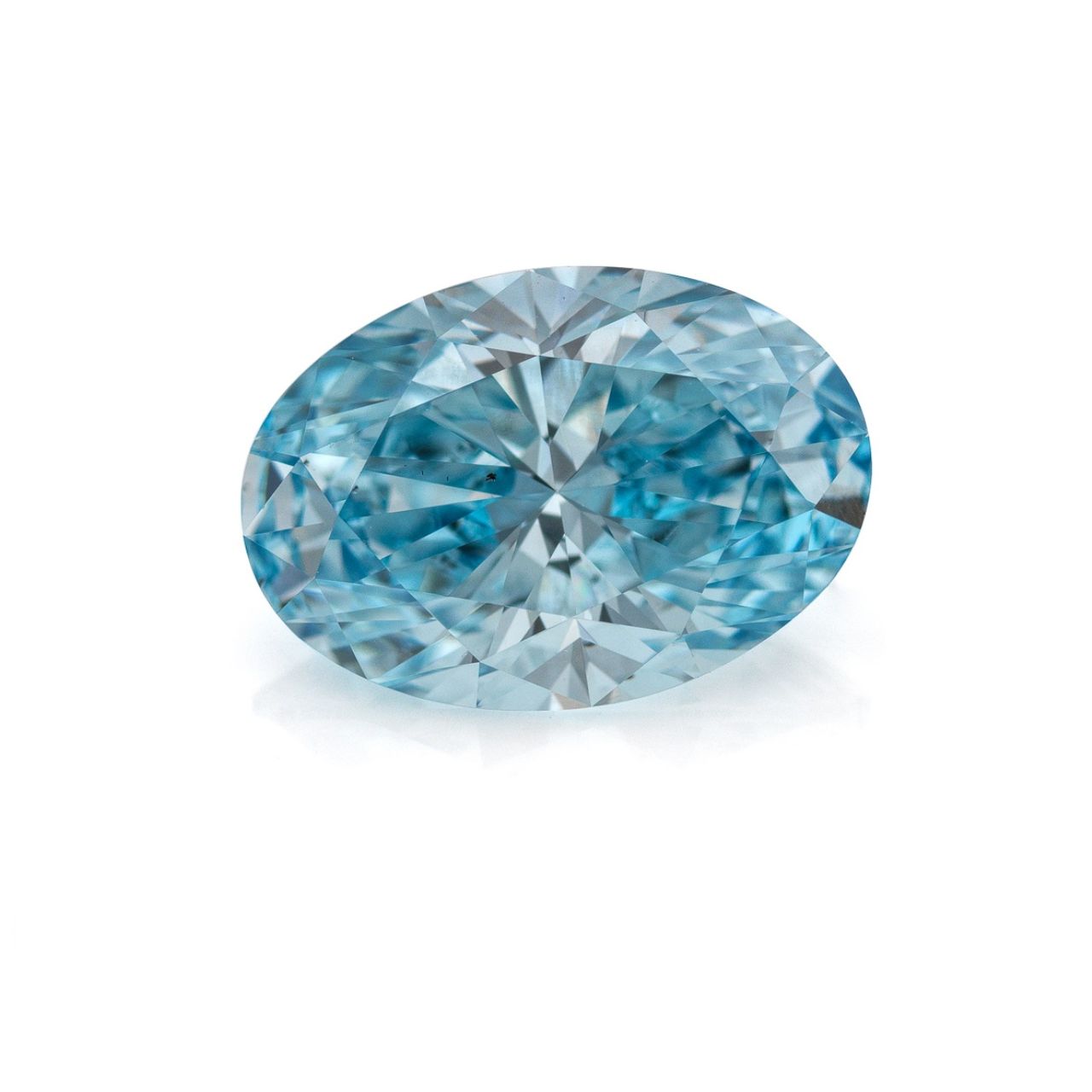 GIA Certified 2.01 Carat Enhanced Color Diamond - Fancy Vivid Greenish Blue - Oval