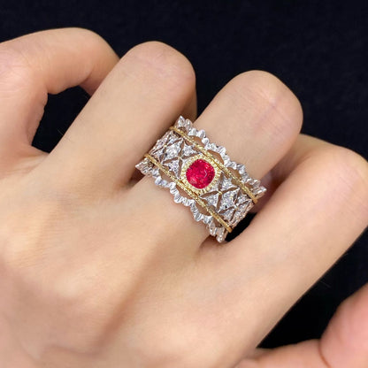 FIICCI Buccellati Mahenge Spinel And Diamond Ring In 18K Gold