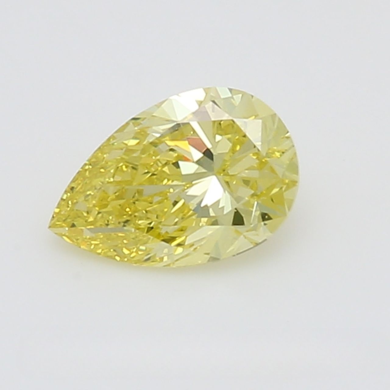 GIA Certified 1.01 Carat Enhanced Color Diamond - Fancy Vivid Yellow - Pear Shape