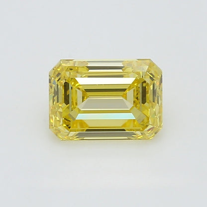 GIA Certified 2.01 Carat Enhanced Color Diamond - Fancy Vivid Yellow - Emerald Cut