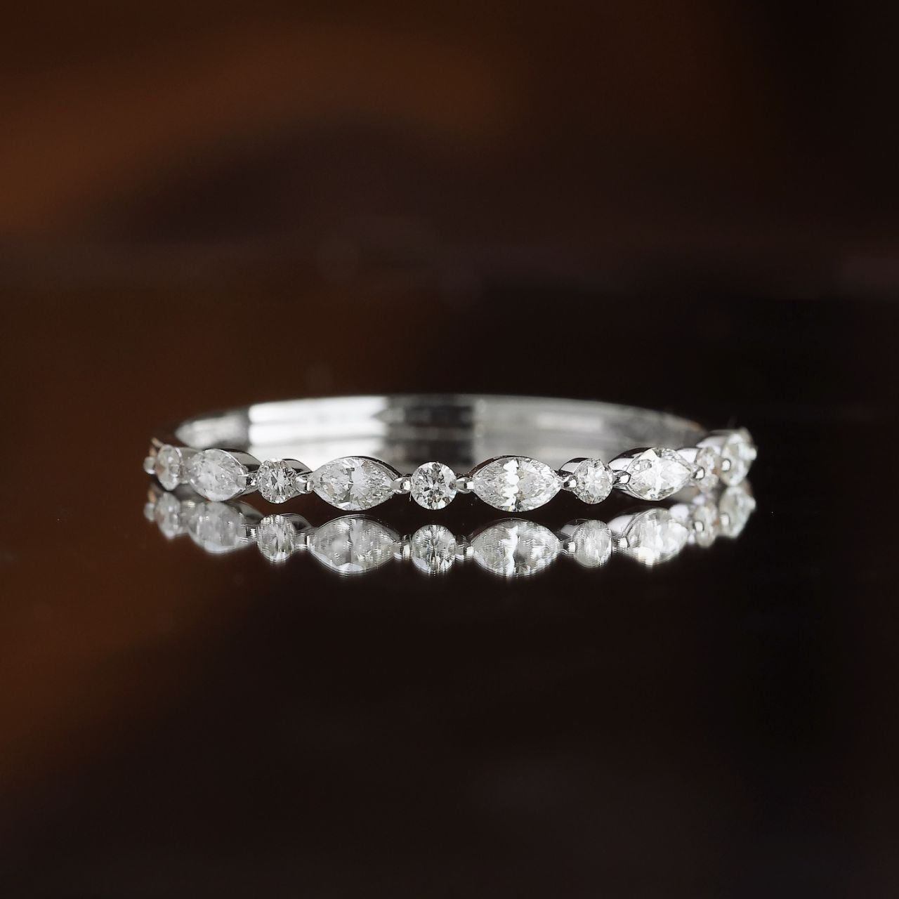 FIICCI Ancona 18K White Gold Marquise Diamond Wedding Ring