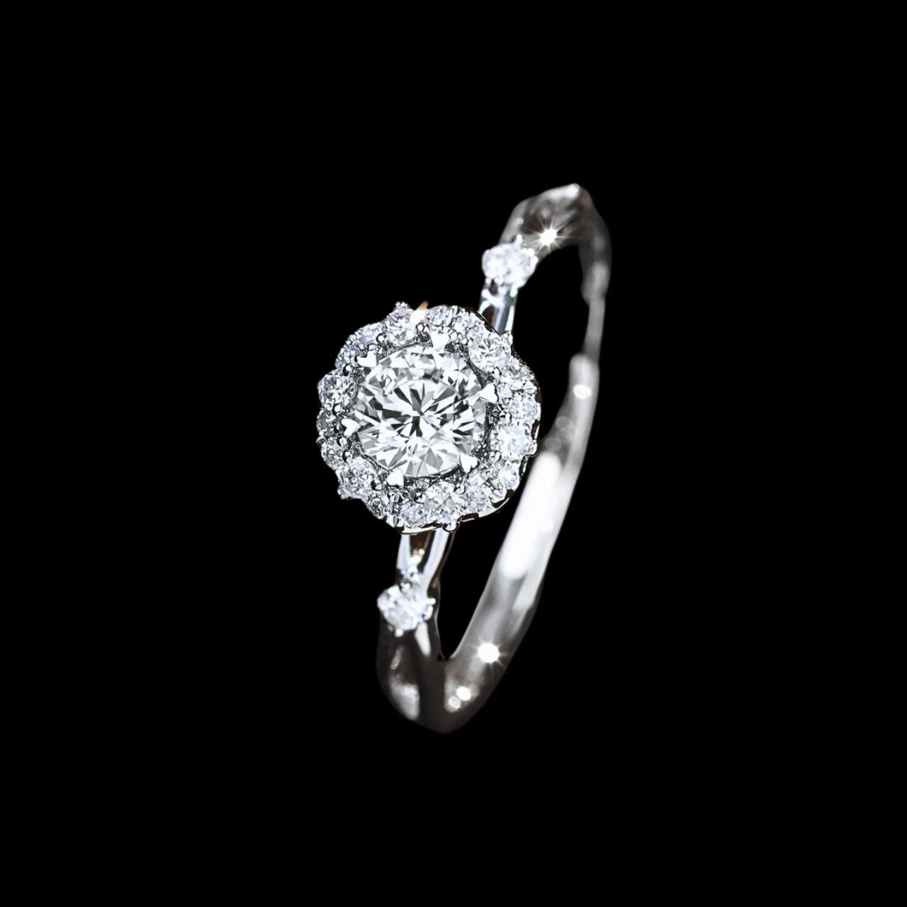 FIICCI Criss Cross Diamond Engagement Ring 0.3ct Heart Design In 18K White Gold