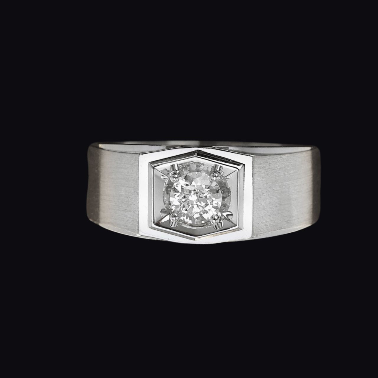 FIICCI Men's Natural Diamond Wedding Ring 0.3ct 18K White Gold