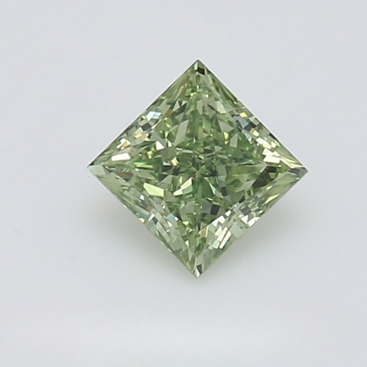 GIA Certified 1.02 Carat Enhanced Color Diamond - Fancy Intense Yellowish Green - Princess Cut