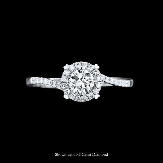 FIICCI Halo Diamond Heart Prongs 18K White Gold Engagement Ring