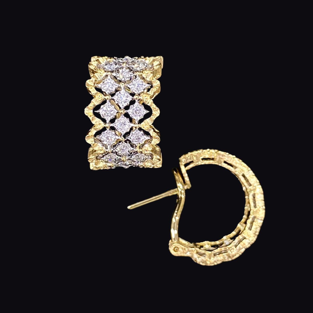 Blossom 18K Yellow Gold  Natural Diamond Hoop Earrings