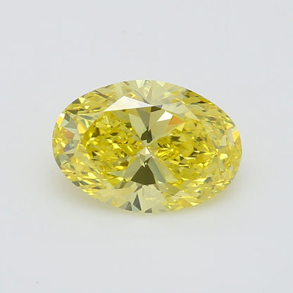 GIA Certified 3.03 Carat Enhanced Color Diamond - Fancy Vivid Yellow - Oval Shape