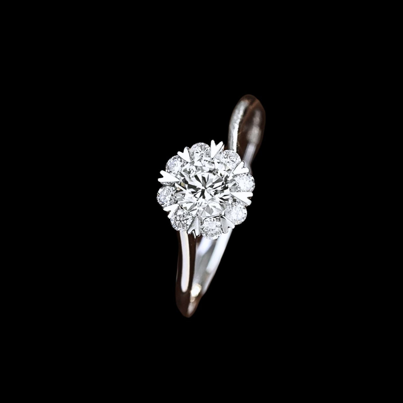 FIICCI Bypass Diamond Engagement Ring 0.3ct Round In 18K White Gold