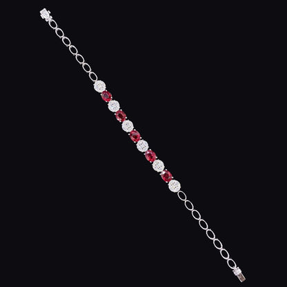 FIICCI Dazling Natural Ruby And Diamond In 18K White Gold Bracelate