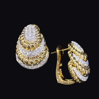 FIICCI Buccellati 18K Yellow Gold  Natural Diamond Earrings