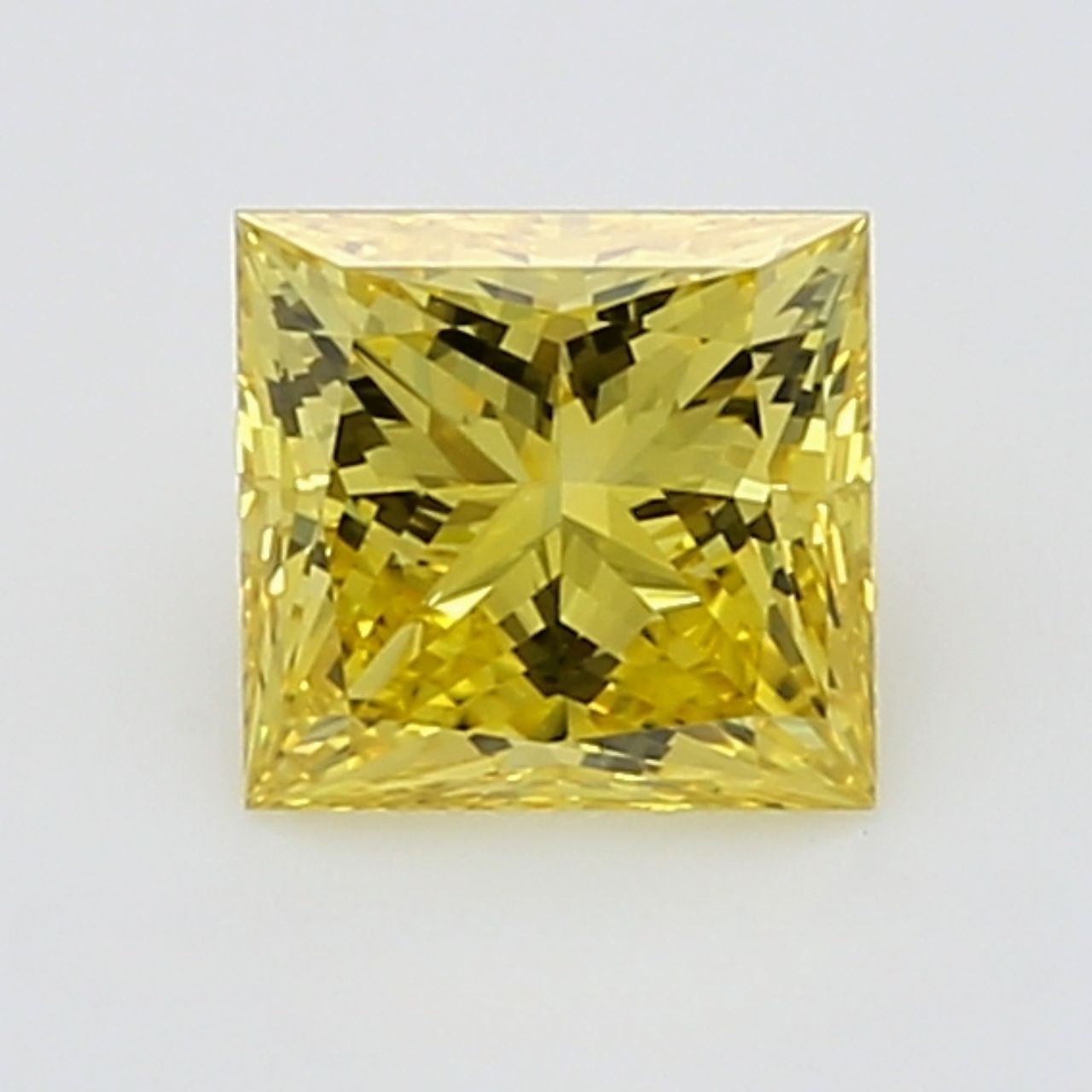 GIA Certified 1.01 Carat Enhanced Color Diamond - Fancy Vivid Yellow - Princess Cut