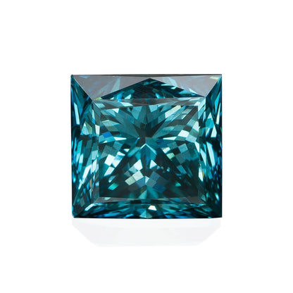 GIA Certified 3.74 Carat Enhanced Color Diamond - Fancy Deep Green-Blue - Princess Cut