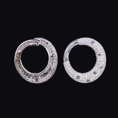 FIICCI Natural Diamond Hoop Earrings In 18K White Gold