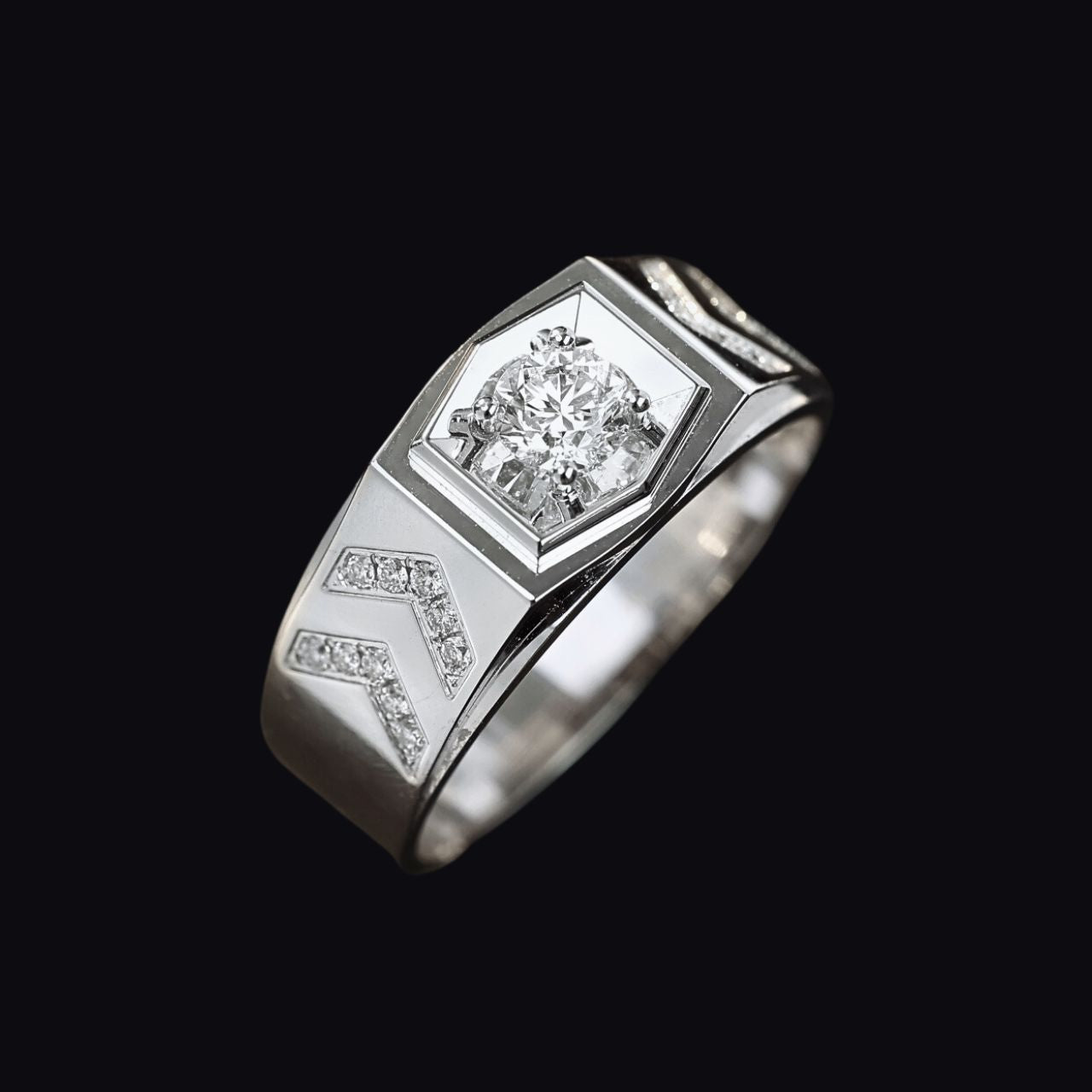 FIICCI Men's Diamond Wedding Ring 0.3ct 18K White Gold