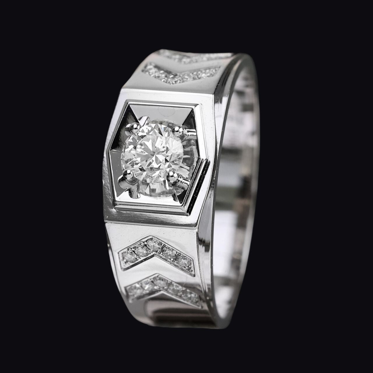 FIICCI Men's Diamond Wedding Ring 0.3ct 18K White Gold