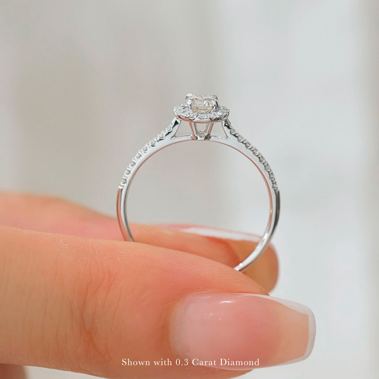 FIICCI Petite Promise Halo Diamond Engagement Ring