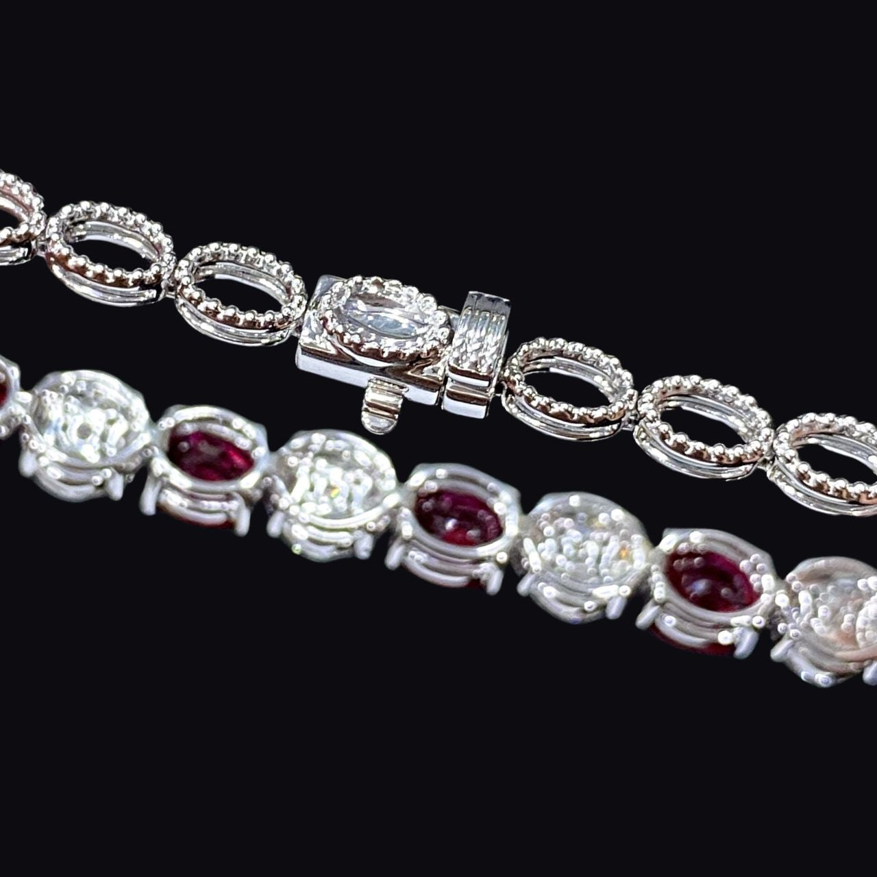 FIICCI Dazling Natural Ruby And Diamond In 18K White Gold Bracelate