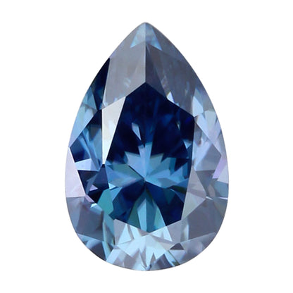 Dark Blue Moissanite Gemstone in Pear Cut