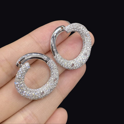 FIICCI Natural Diamond Hoop Earrings In 18K White Gold