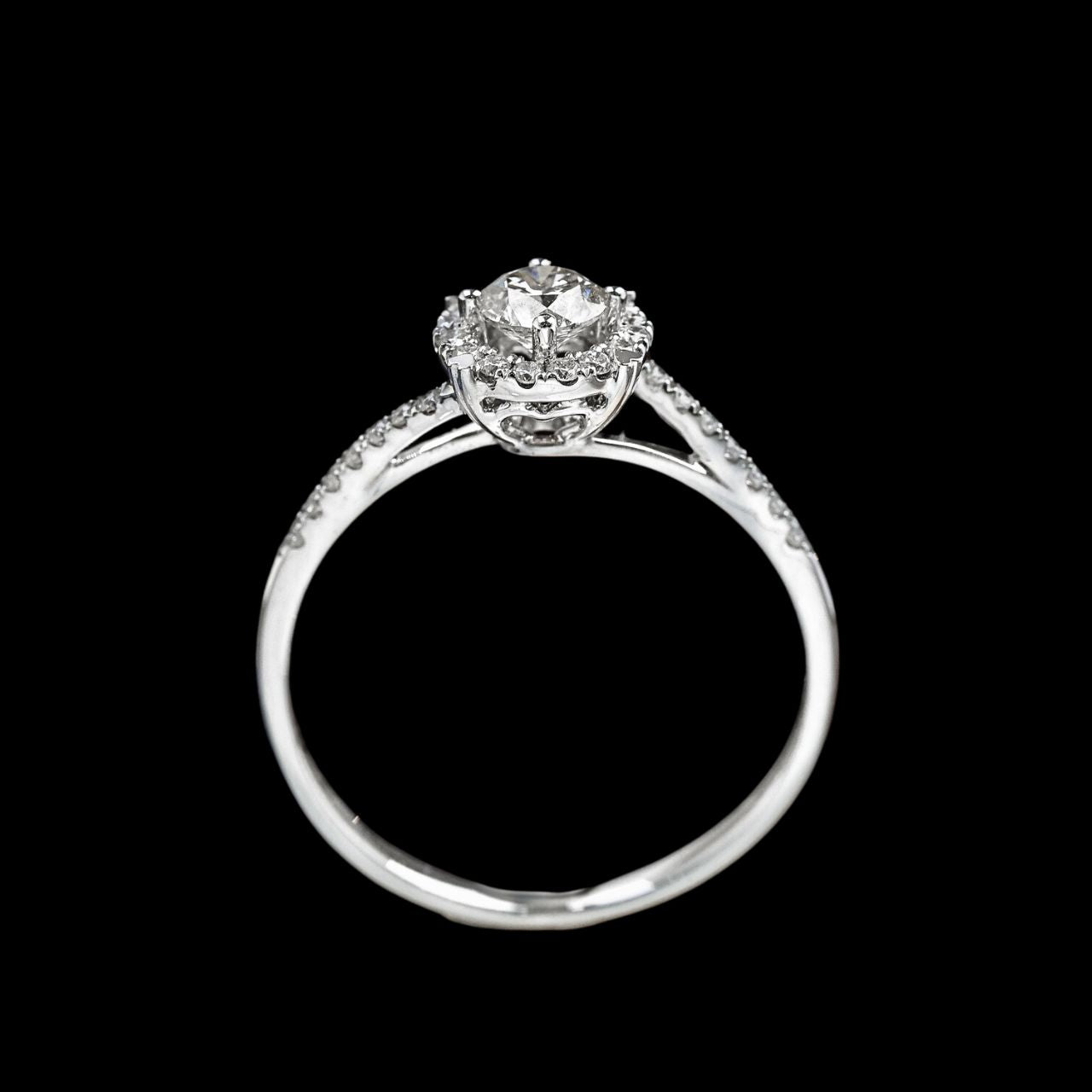 FIICCI Halo Diamond Heart Prong Engagement Ring 0.3ct Round 18K White Gold