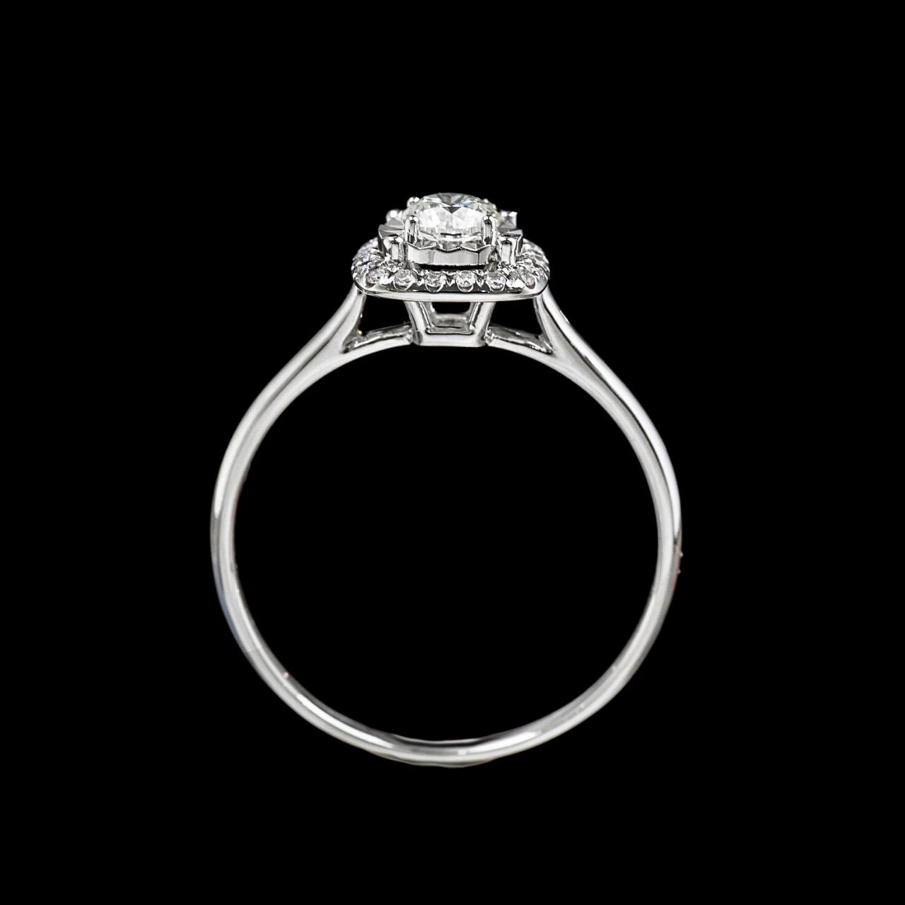 FIICCI Halo Cluster Diamond Engagement Ring 0.3ct Round 18K White Gold