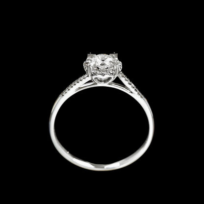 FIICCI Halo Diamond Engagement Ring 0.3ct Round Cut In 18K White Gold