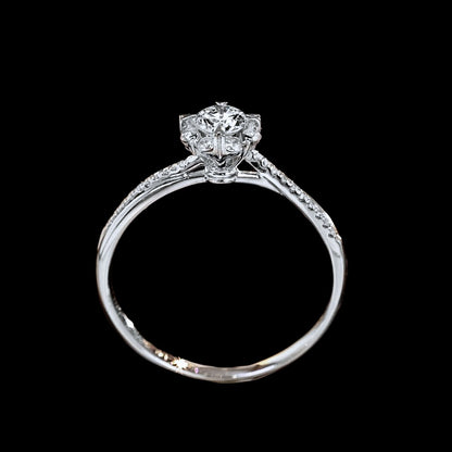 FIICCI Round Diamond Engagement Ring 0.3ct Criss Cross In 18K White Gold