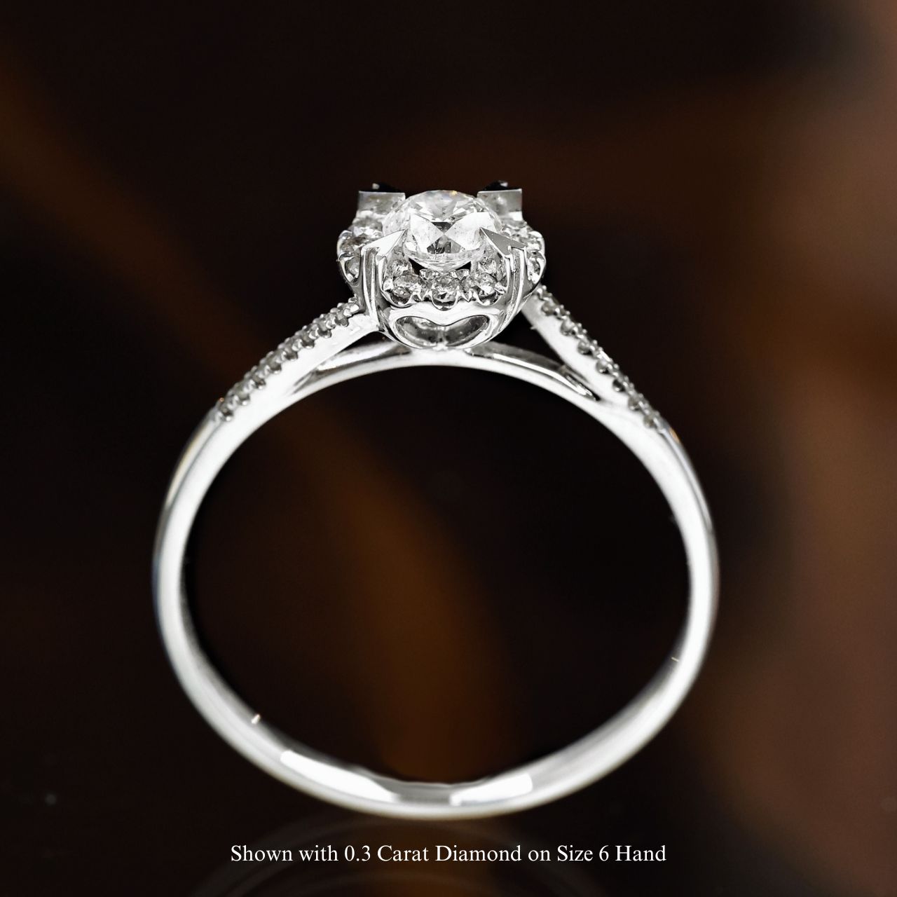 FIICCI Snow Flake Halo Diamond 18K White Gold Engagement Ring