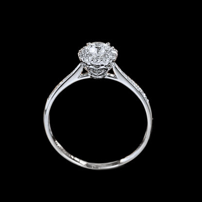 FIICCI 0.3ct Round Diamond Engagement Ring In 18K White Gold