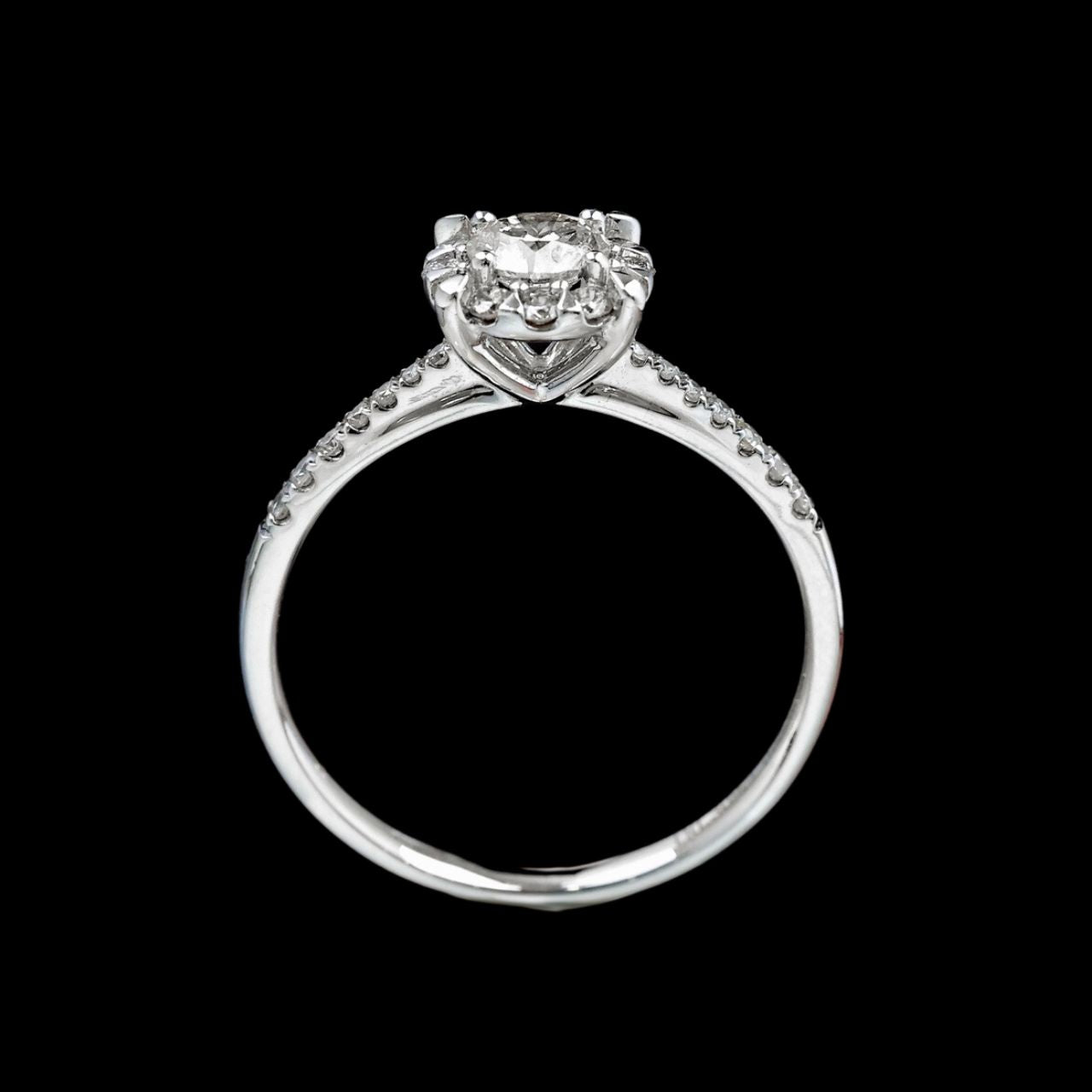 FIICCI Halo Diamond Engagement Ring 0.3ct Round 18K White Gold