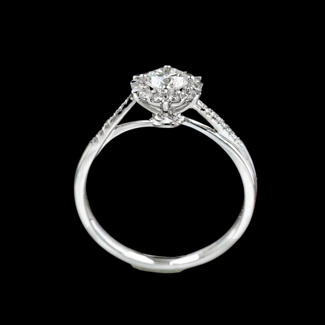 FIICCI Round Diamond Engagement Ring 0.3ct 18K White Gold