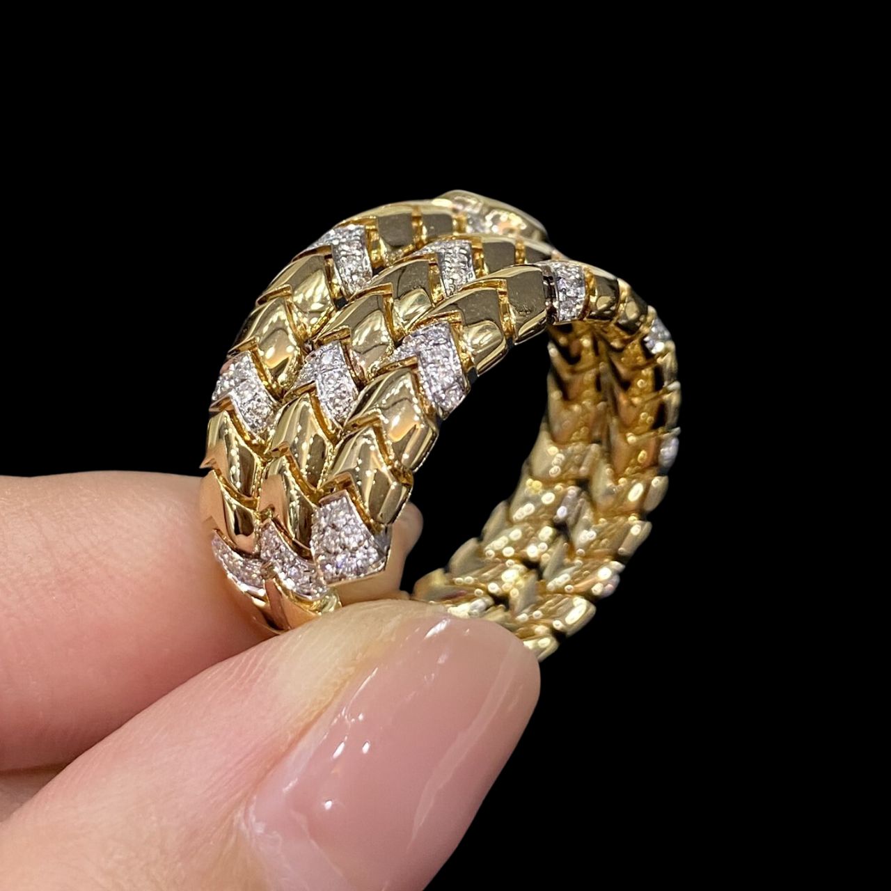 FIICCI Serpenti Ruby And Diamond In 18K Yellow Gold Rings