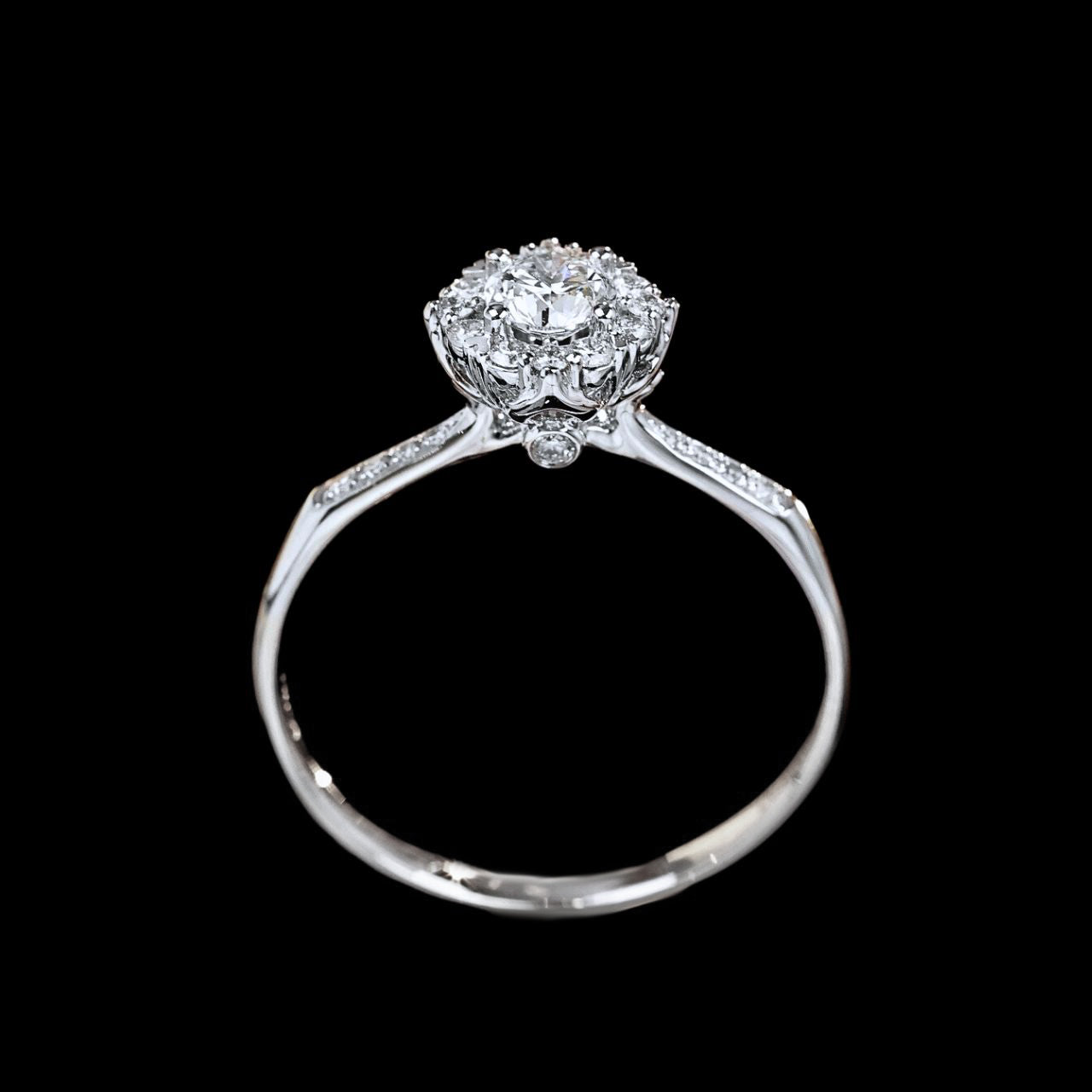 FIICCI Halo Diamond Engagement Ring 0.3ct Round In 18K White Gold