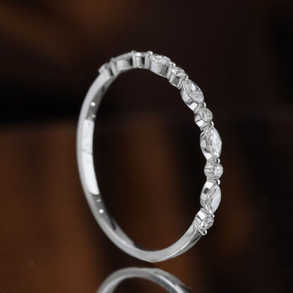 FIICCI Ancona 18K White Gold Marquise Diamond Wedding Ring