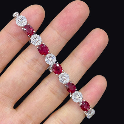 FIICCI Dazling Natural Ruby And Diamond In 18K White Gold Bracelate