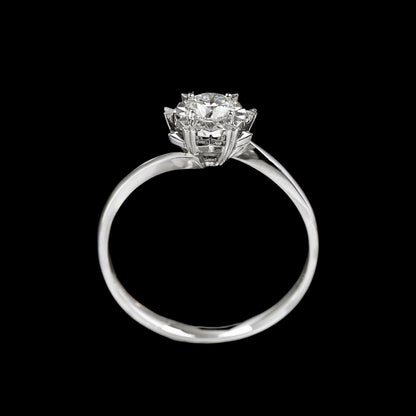 FIICCI Natural Diamond Snow Flake Engagement Ring 0.3ct Round 18K White Gold