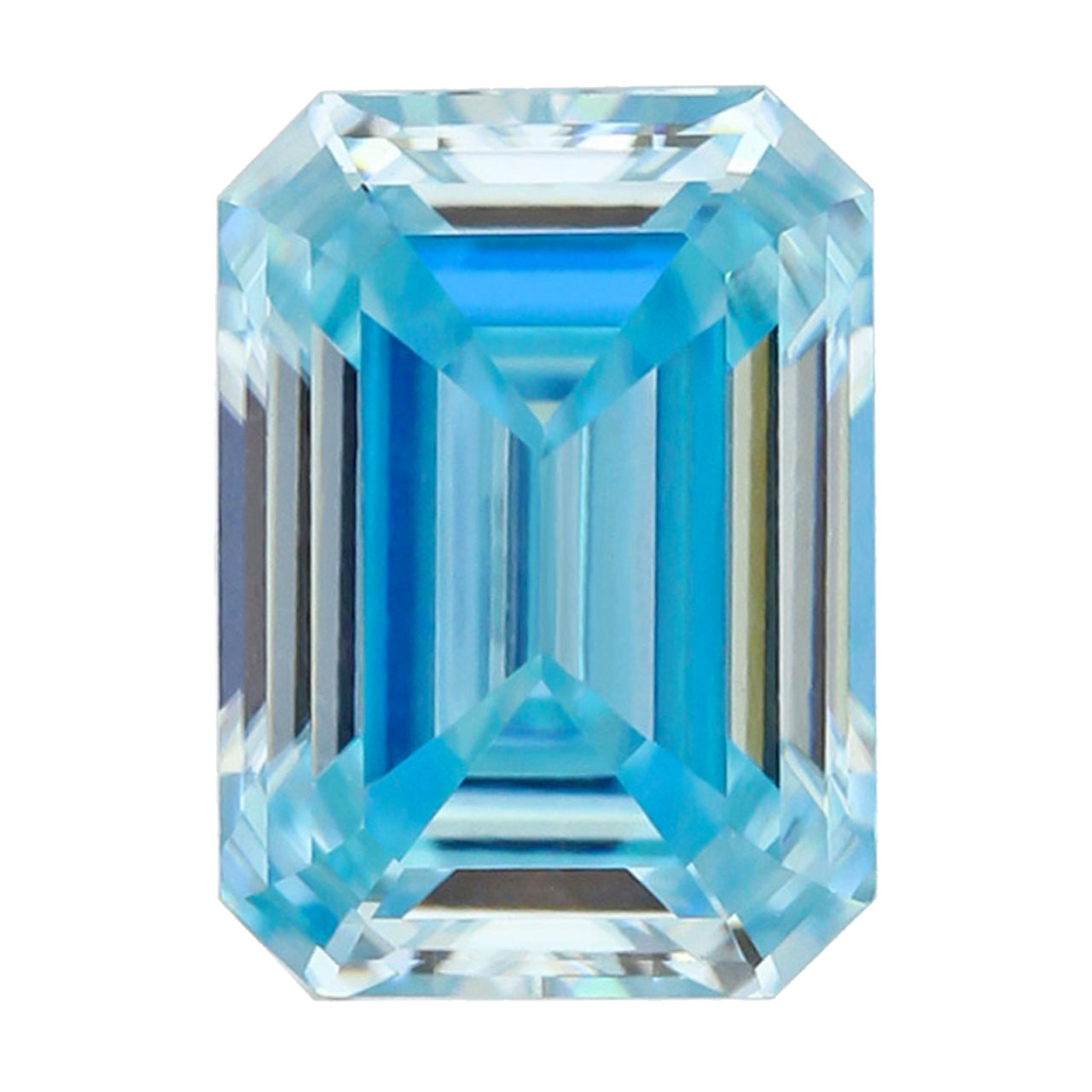 Blue Moissanite Gemstone in Emerald Cut