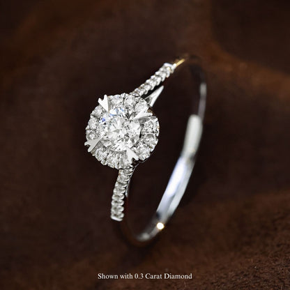 FIICCI Snow Flake Halo Diamond 18K White Gold Engagement Ring